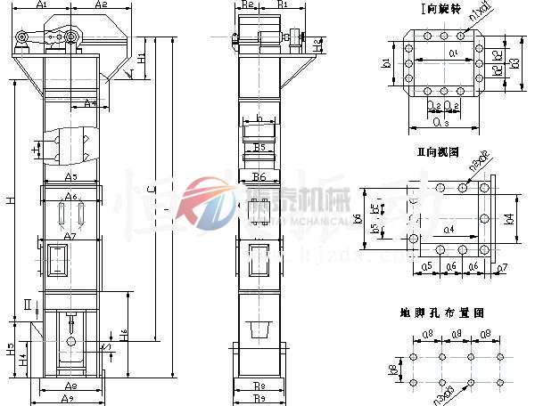 TD型斗式提升機外形示意圖